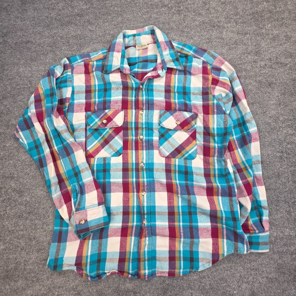 Five Brother Flannel Shirt Men's Large Multi Color Button Up Pockets
